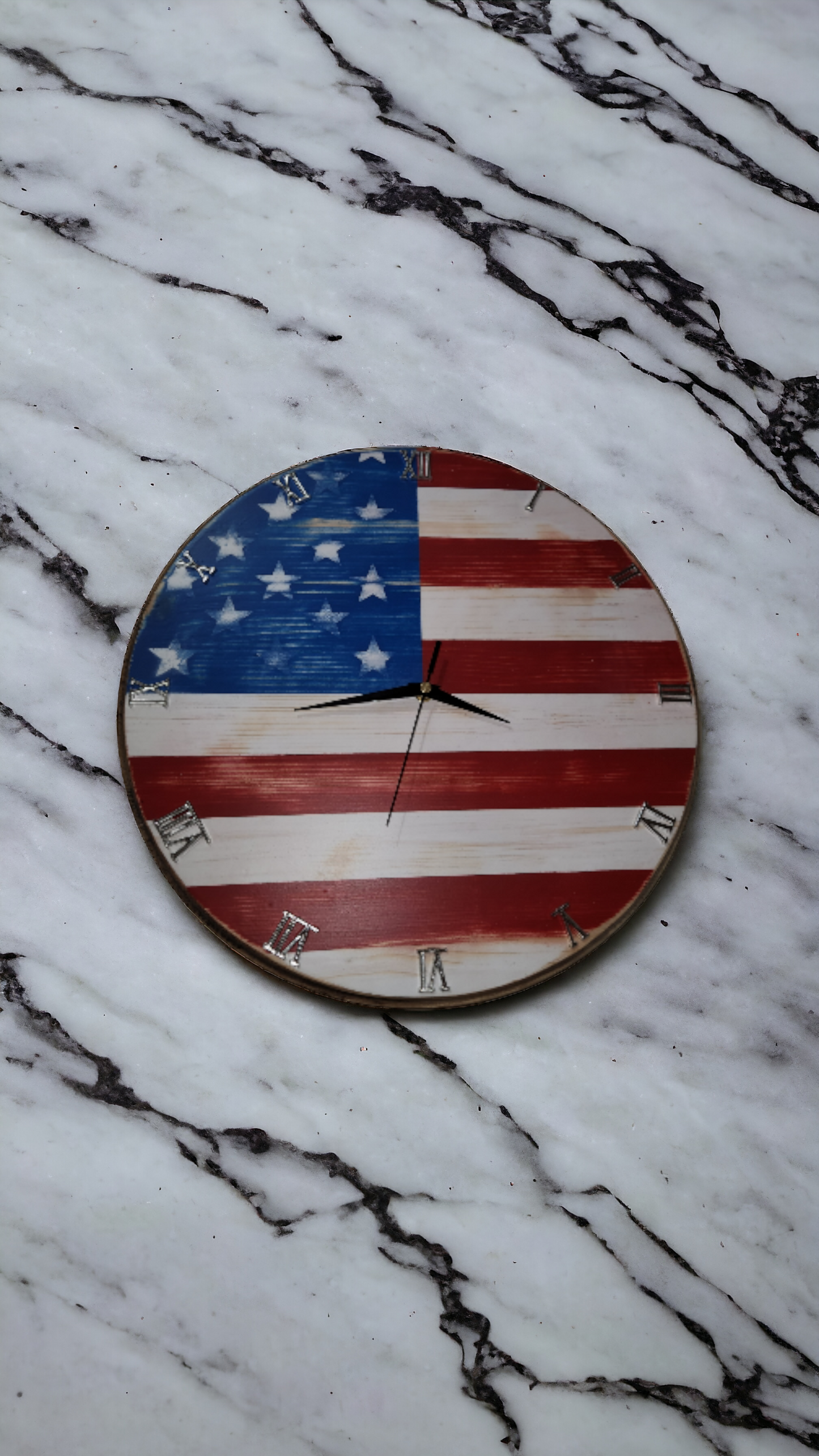 American Flag Solid Wood Clock