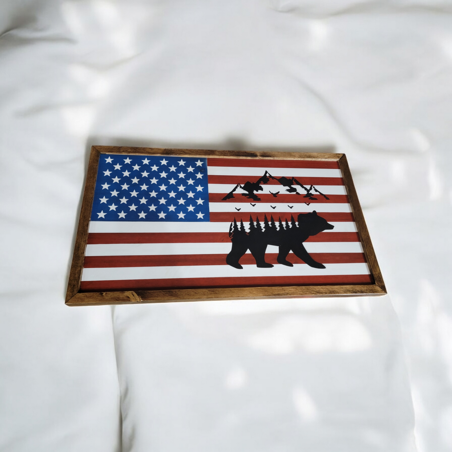 American Flag - Bear and Mountains