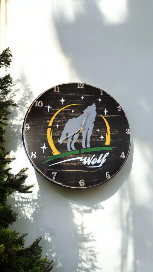 Wolf Solid Wood Clock